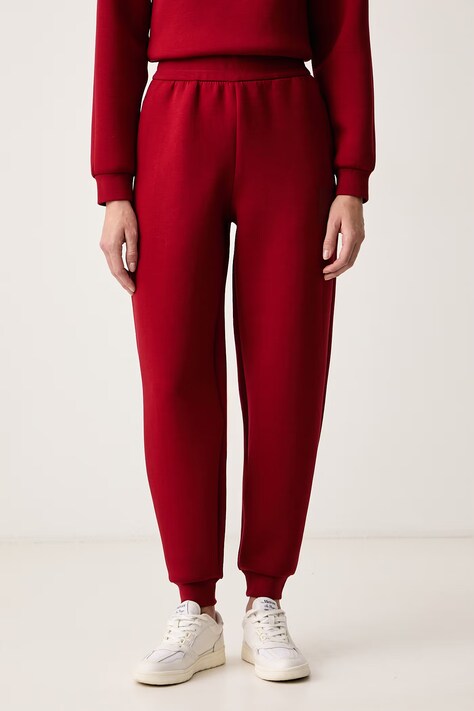 Armani Exchange Spodnie dresowe damskie czerwone high waist XW002422 AF25516
