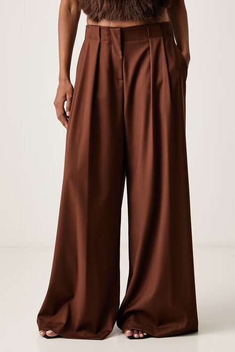 ERMANNO Firenze Spodnie damskie brązowe high waist D49EP026E7B