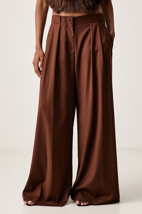 ERMANNO Firenze Spodnie damskie brązowe high waist D49EP026E7B