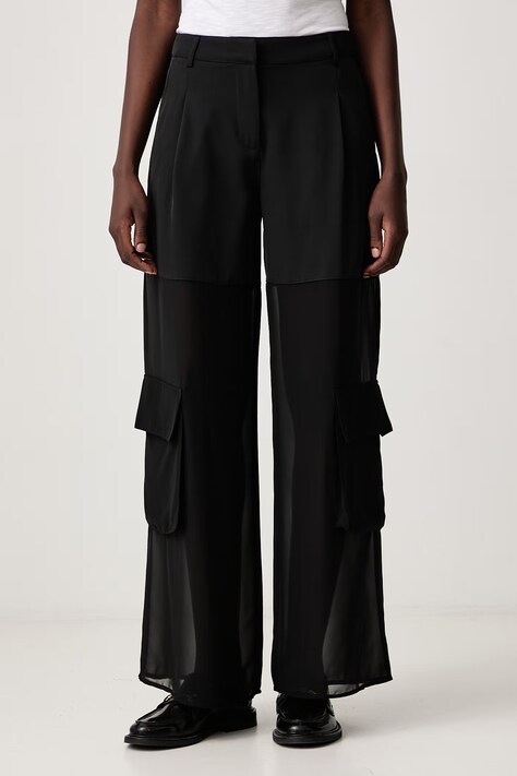Sisley Nohavice dámske čierne high waist 4KADLF08N