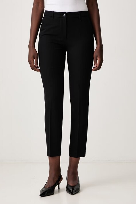 Sisley Spodnie slim fit damskie czarne high waist 4KVXPF00C