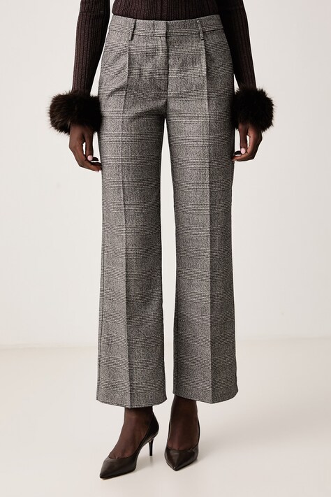 Sisley Spodnie garniturowe damskie z dodatkiem wełny czarne high waist 4SMJLF09S