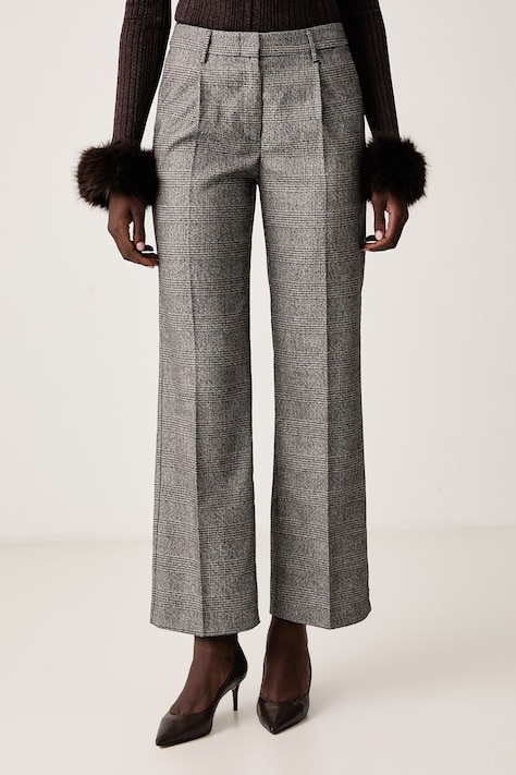 Sisley Spodnie garniturowe damskie z dodatkiem wełny czarne high waist 4SMJLF09S