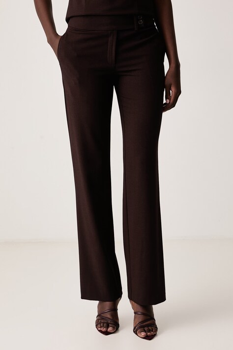 Sisley Spodnie damskie brązowe regular waist 4T1ZLF09T