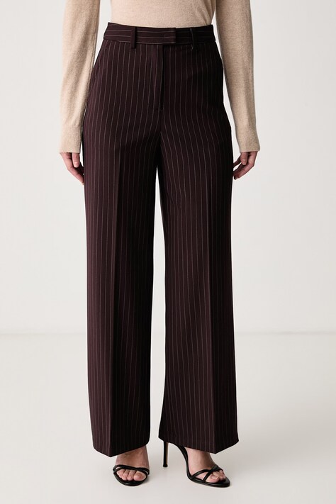United Colors of Benetton Spodnie damskie z wiskozą brązowe high waist 4Q26DF0CN
