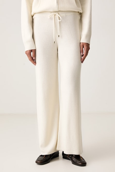 United Colors of Benetton Spodnie dresowe damskie z dodatkiem wełny beżowe high waist 1S9ZDF018