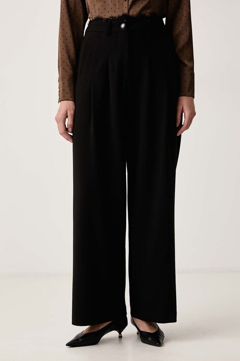 Fracomina Spodnie garniturowe damskie czarne high waist FR26WV3005W84901