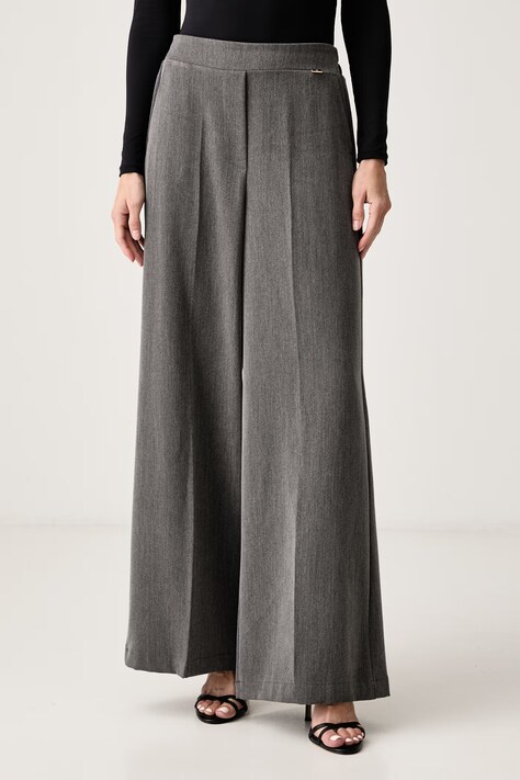 Fracomina spodnie wide leg damskie szare high waist FY26WV3011W76101