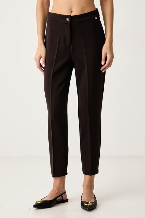 Gaudi Spodnie damskie brązowe high waist 621BD25026