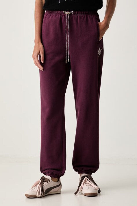 Liu Jo spodnie dresowe damskie bawełniane bordowe regular waist TF6072 FS091