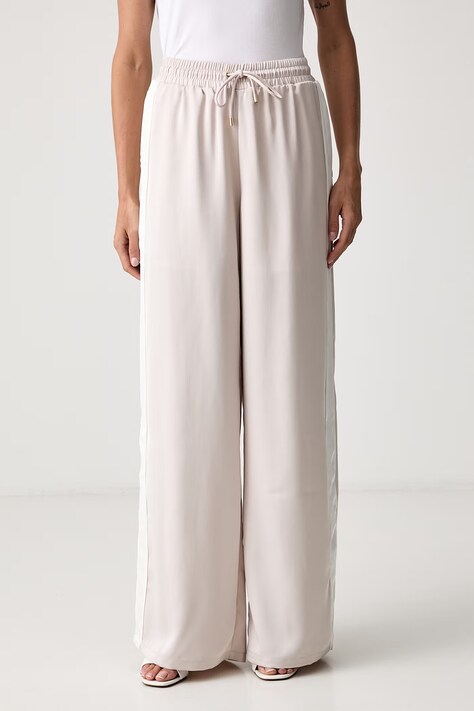Liu Jo spodnie wide leg damskie beżowe high waist TF6041 TS204