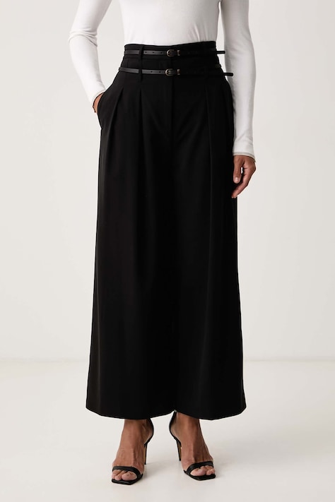 Liu Jo Spodnie damskie z wiskozą czarne high waist WF6309 T743A