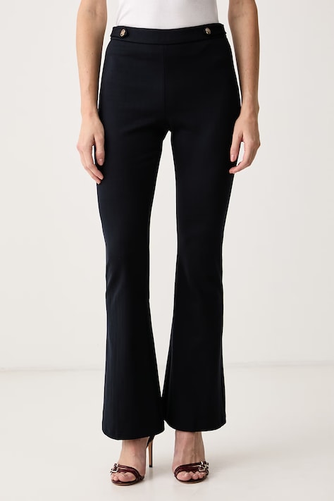 Liu Jo Spodnie dzwony damskie z wiskozą granatowe regular waist WF6264 J3976