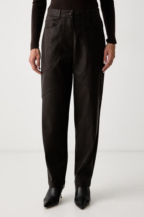 Liu Jo spodnie damskie z imitacji skóry brązowe high waist WF6144 E1157