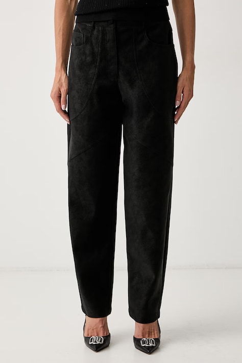 Liu Jo spodnie damskie z imitacji skóry czarne high waist WF6144 E1157
