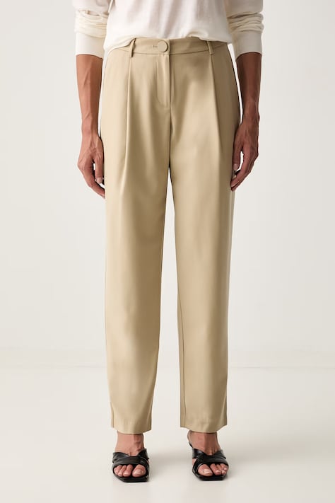 Armani Exchange spodnie carrot damskie beżowe high waist XW002908 AF26067