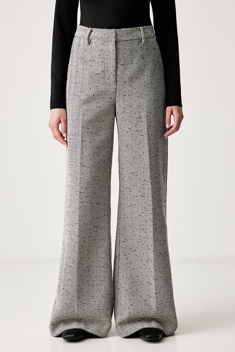 MUNTHE Spodnie damskie z dodatkiem wełny EILEEN beżowe high waist 263140826311