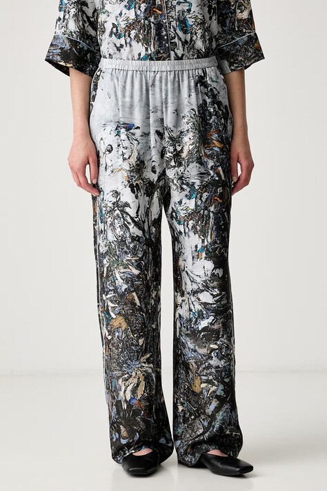 MUNTHE spodnie damskie jedwabne VARUM szare high waist 263140626318