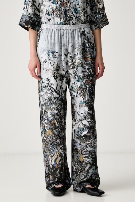MUNTHE spodnie damskie jedwabne VARUM szare high waist 263140626318