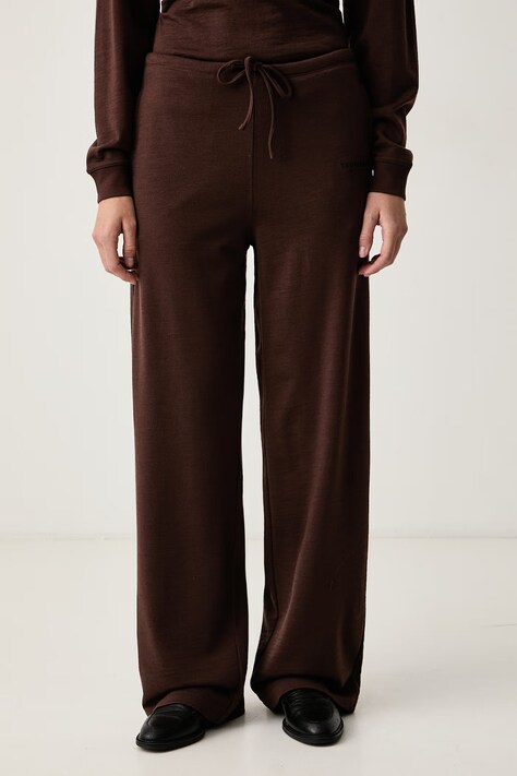 Trussardi Spodnie dresowe damskie wełniane brązowe high waist P8136000035N