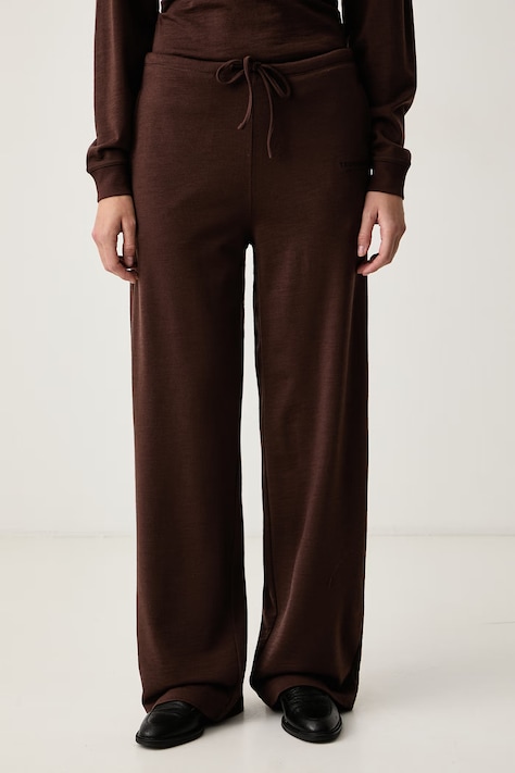 Trussardi Spodnie dresowe damskie wełniane brązowe high waist P8136000035N