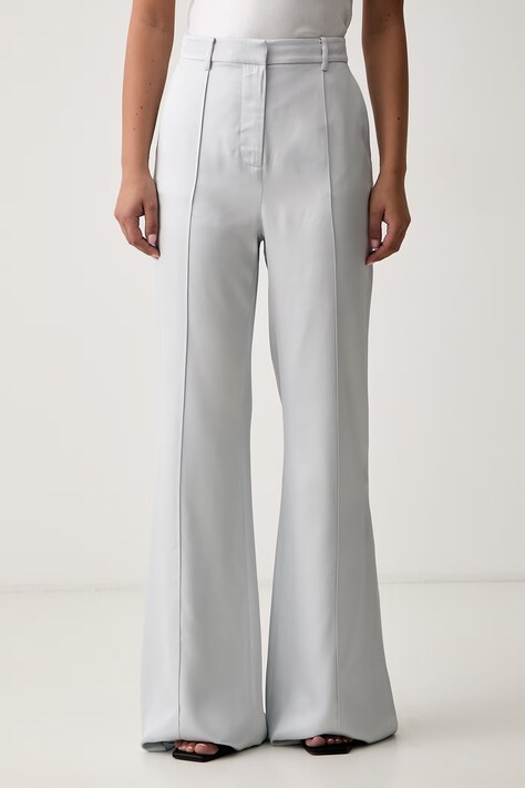 Trussardi spodnie flare damskie z wiskozy niebieskie high waist P007A002439N