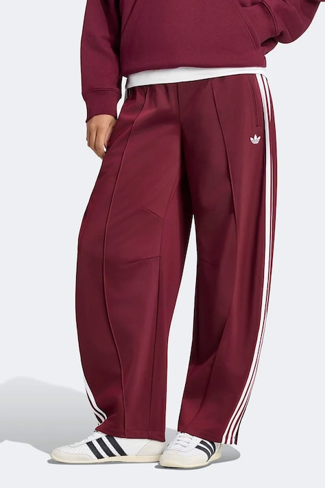 adidas Originals Spodnie damskie Firebird Barrel bordowe high waist LF1060