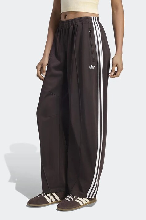 adidas Originals Spodnie dresowe damskie Firebird Barrel brązowe high waist LF1058