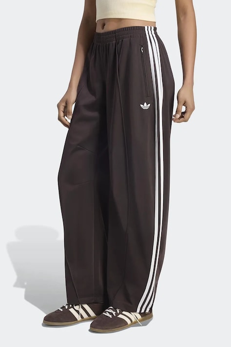 adidas Originals Spodnie dresowe damskie Firebird Barrel brązowe high waist LF1058