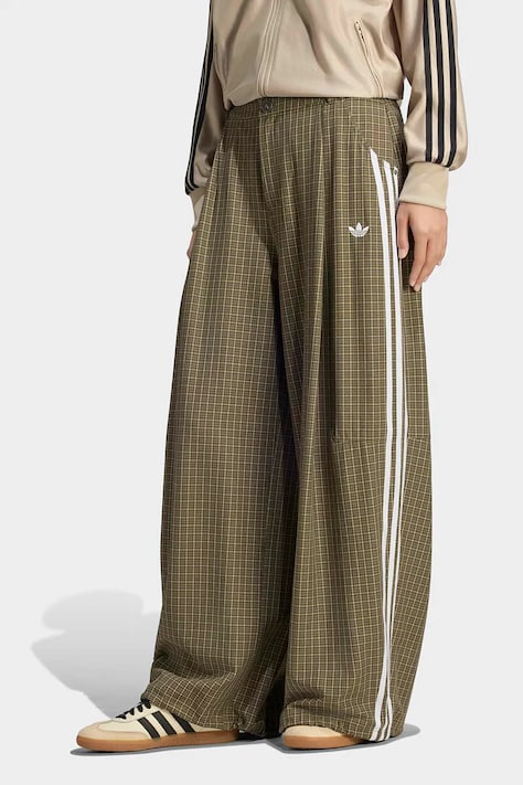 adidas Originals Штани жіночі Checks зелені high waist LE8308