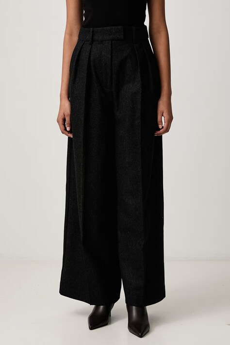 Anine Bing Lou spodnie garniturowe wełniane damskie szare high waist A-03-12877
