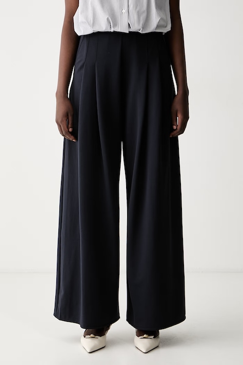 MM by Max Mara spodnie palazzo damskie MMLVONGOLA granatowe high waist 2626786147600