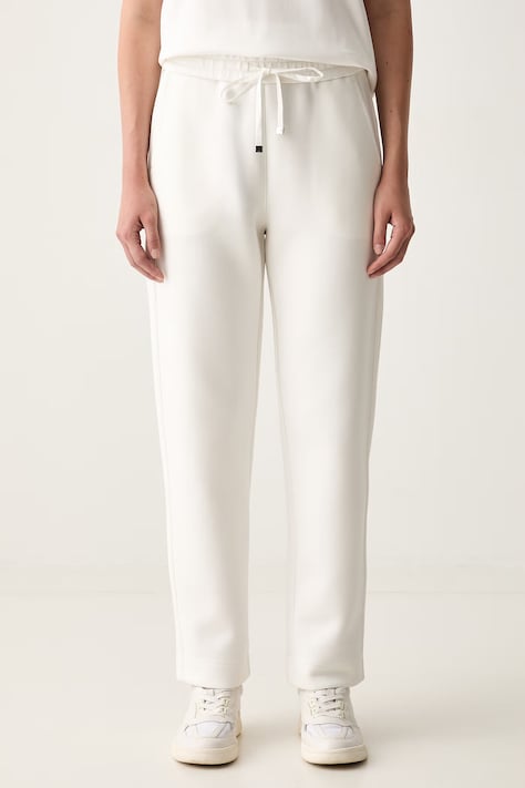 MM by Max Mara tepláky dámské s bavlnou MMLZINNIA bílé high waist 2626786107600
