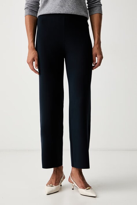 MM by Max Mara spodnie damskie z wiskozą MMLROTONDO granatowe high waist 2626336017600