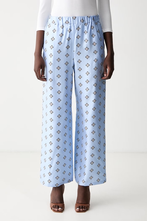 MM by Max Mara spodnie damskie jedwabne MMLADATTI niebieskie high waist 2626136037600