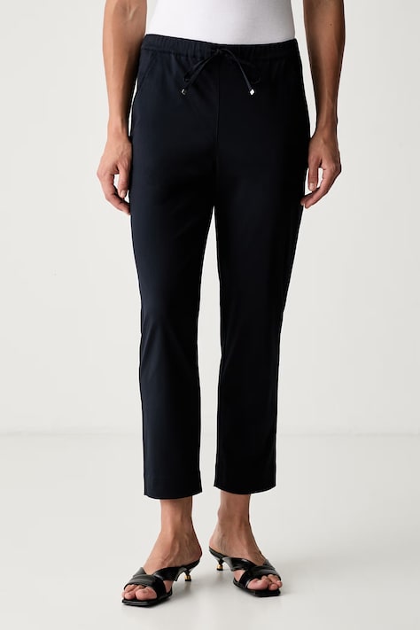 MM by Max Mara spodnie damskie bawełniane z elastanem MMLMARA granatowe high waist 2626136027600