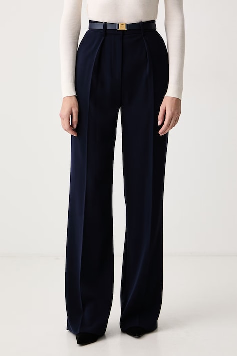 Elisabetta Franchi Spodnie garniturowe damskie granatowe high waist PA20766E2