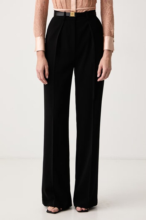 Elisabetta Franchi Spodnie garniturowe damskie czarne high waist PA20766E2