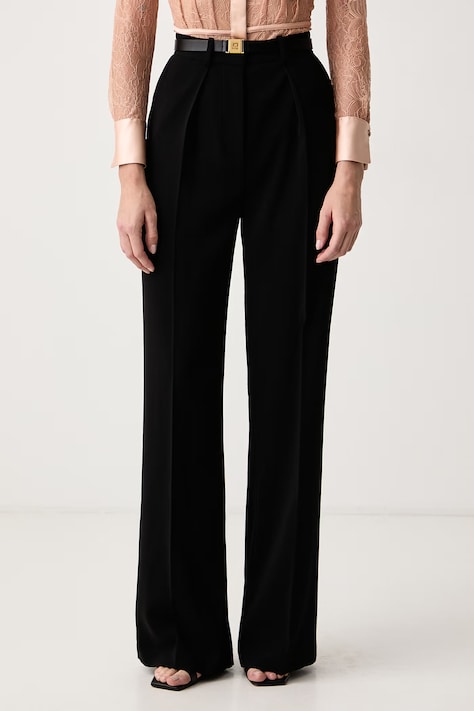 Elisabetta Franchi Spodnie garniturowe damskie czarne high waist PA20766E2