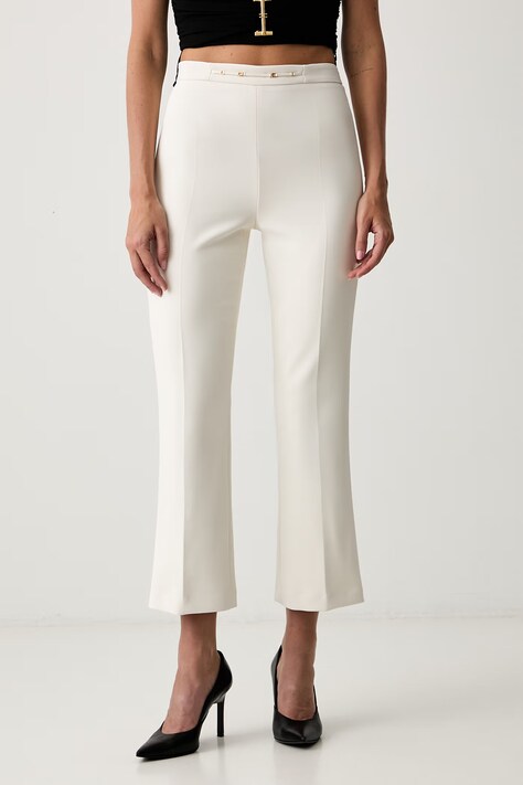 Elisabetta Franchi spodnie damskie beżowe high waist PA19866E2