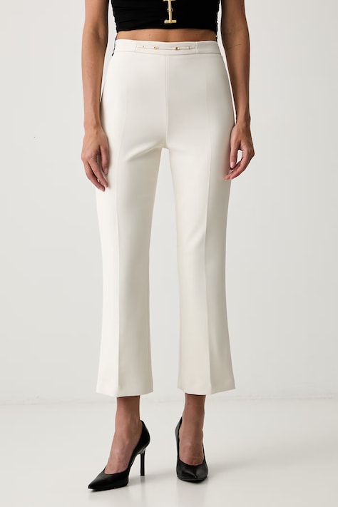 Elisabetta Franchi spodnie damskie beżowe high waist PA19866E2