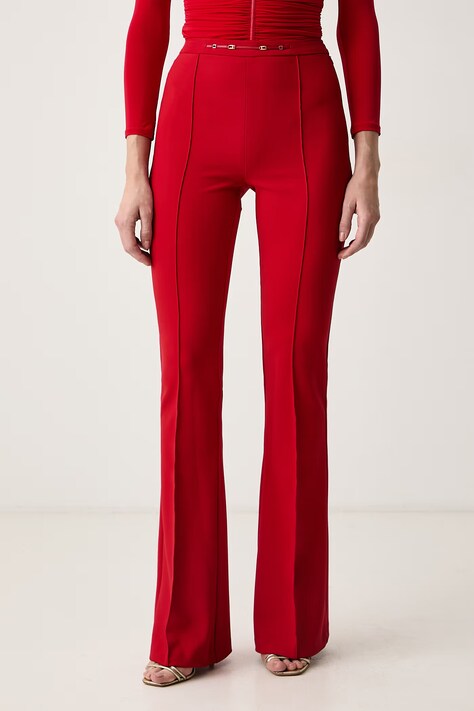Elisabetta Franchi Spodnie flare damskie czerwone high waist PA19766E2