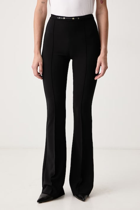 Elisabetta Franchi Spodnie flare damskie czarne high waist PA19766E2