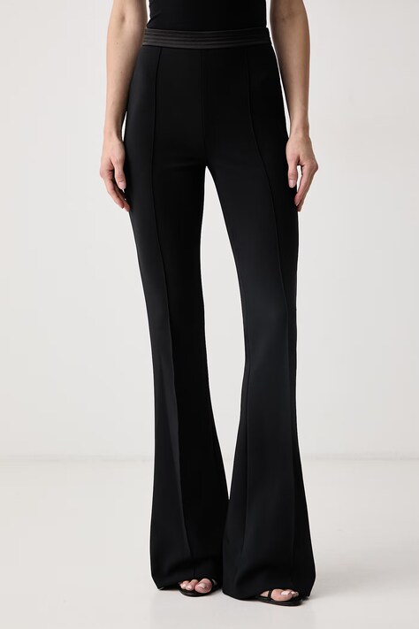 Elisabetta Franchi Spodnie dzwony damskie czarne high waist PA19366E2