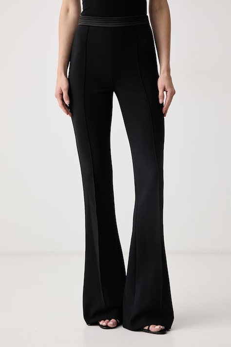 Elisabetta Franchi Spodnie dzwony damskie czarne high waist PA19366E2