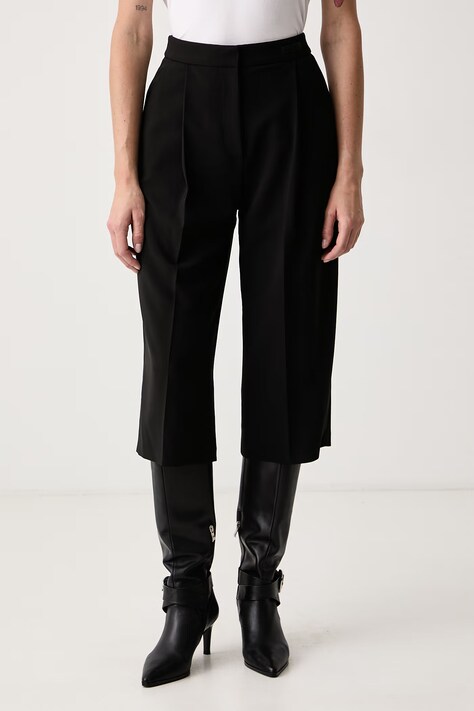Elisabetta Franchi Spodnie capri damskie czarne high waist PA18166E2