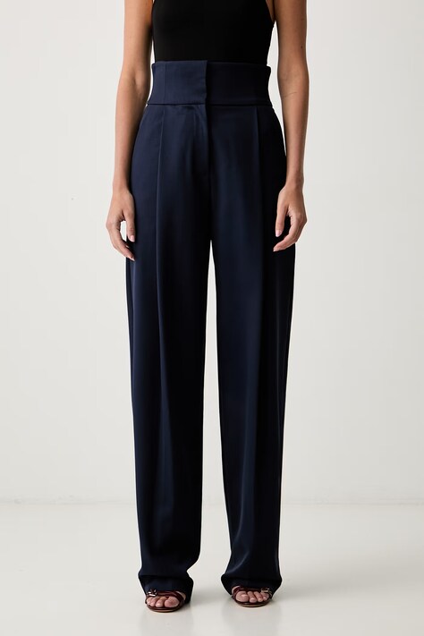 Elisabetta Franchi damskie z dodatkiem wełny granatowe high waist PA17966E2
