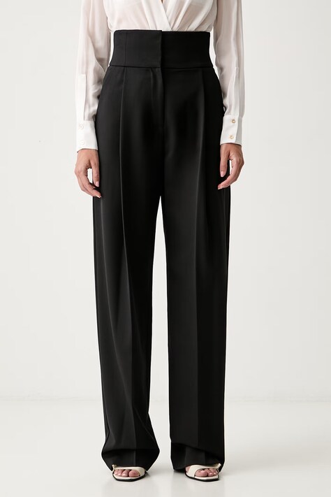 Elisabetta Franchi damskie z dodatkiem wełny czarne high waist PA17966E2