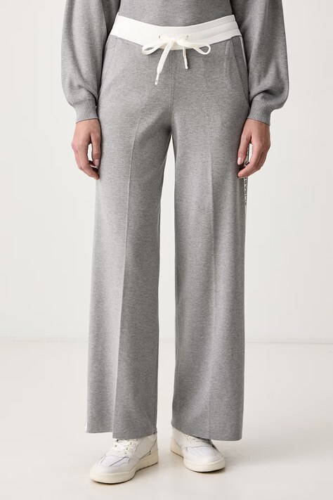 Elisabetta Franchi Spodnie dresowe damskie z wiskozą szare high waist KP75S66E2