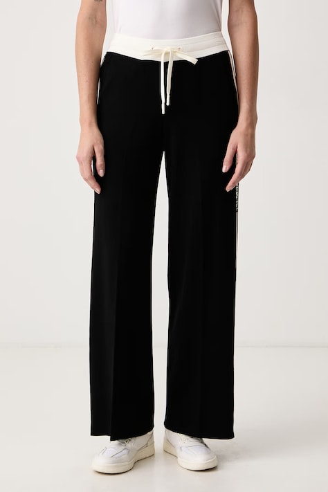 Elisabetta Franchi Spodnie dresowe damskie z wiskozą czarne high waist KP75S66E2